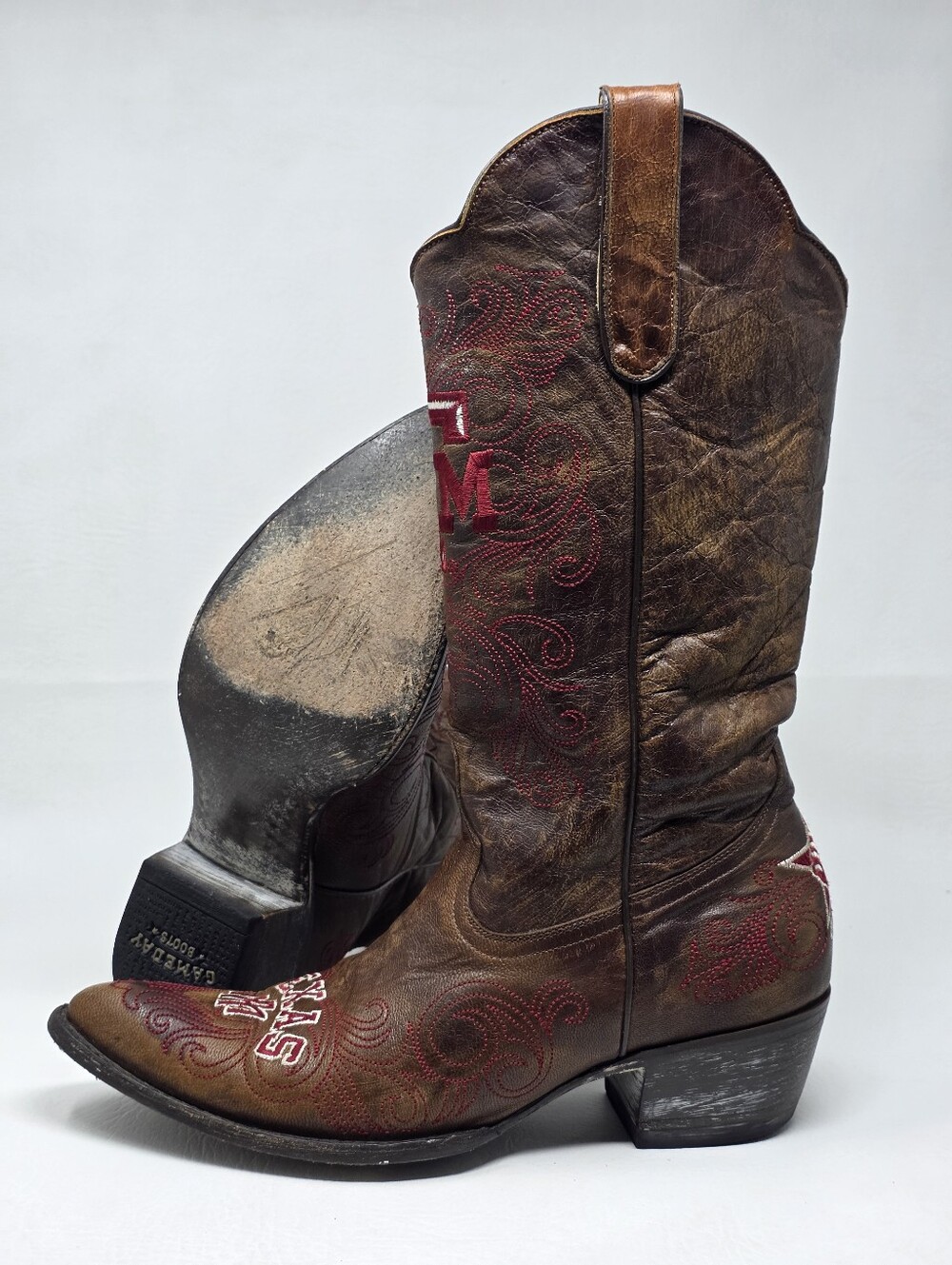 Gameday Boots Texas A & M Aggies Cowboy Boots Leather Womens Sz 9 B Embroidered